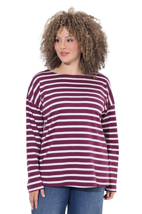 Shirt, Ringel, Oversized, U-Boot-Ausschnitt, Langarm