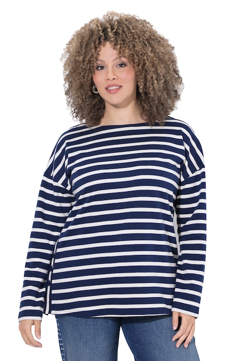 Shirt, Ringel, Oversized, U-Boot-Ausschnitt, Langarm