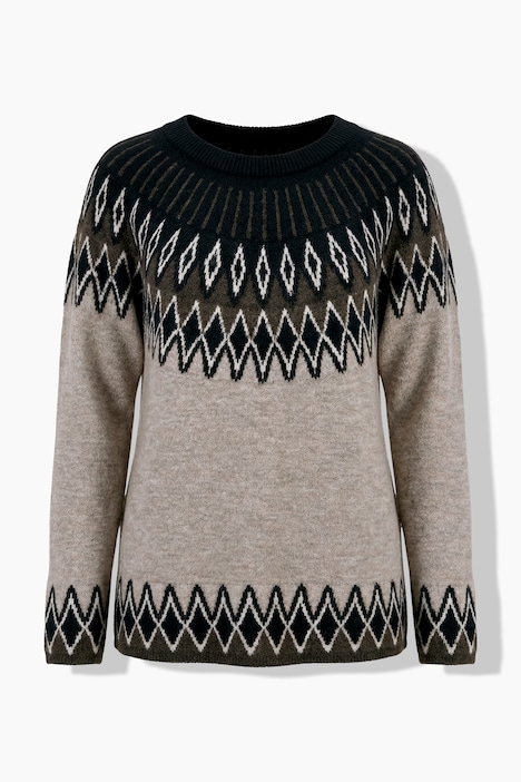 Pullover, Norwegermuster, Rundhals, Langarm