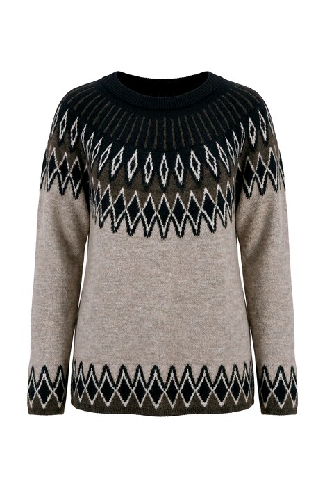 Pullover, Norwegermuster, Rundhals, Langarm