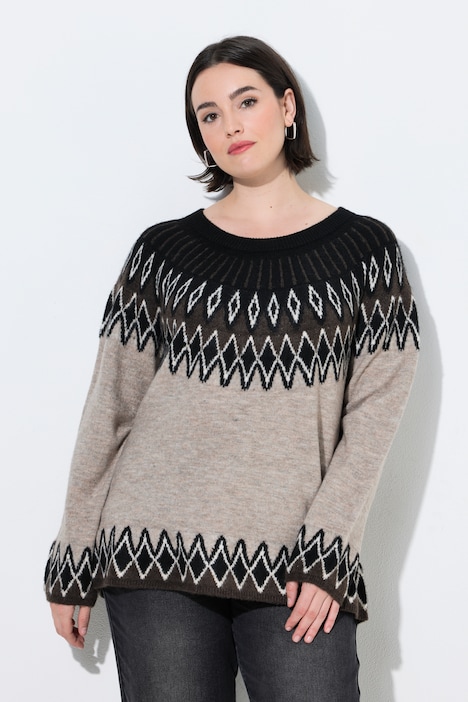 Pullover, Norwegermuster, Rundhals, Langarm