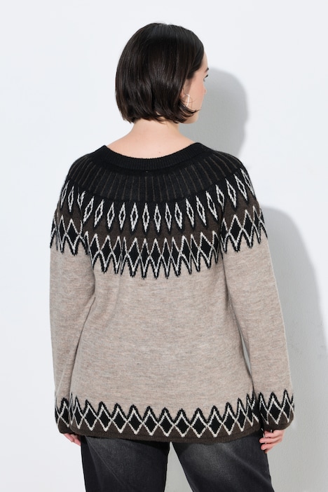 Pullover, Norwegermuster, Rundhals, Langarm