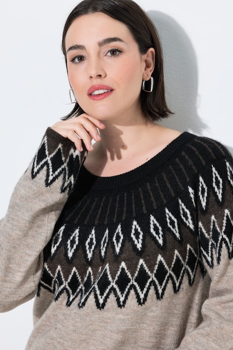 Pullover, Norwegermuster, Rundhals, Langarm