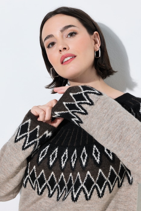 Pullover, Norwegermuster, Rundhals, Langarm