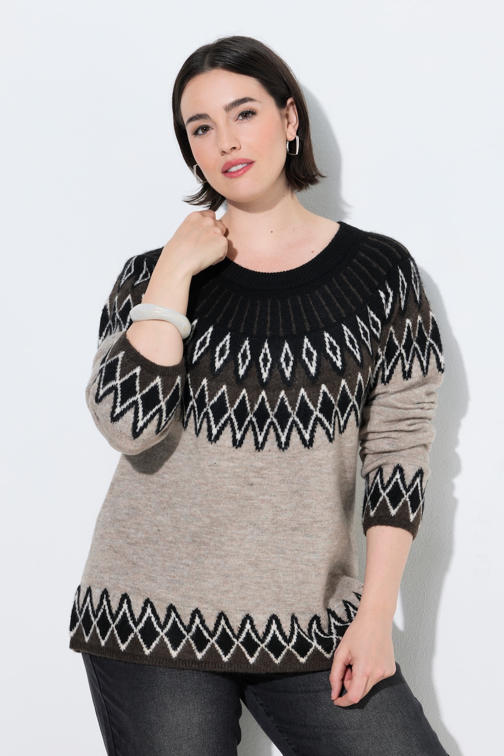 Pullover, Norwegermuster, Rundhals, Langarm
