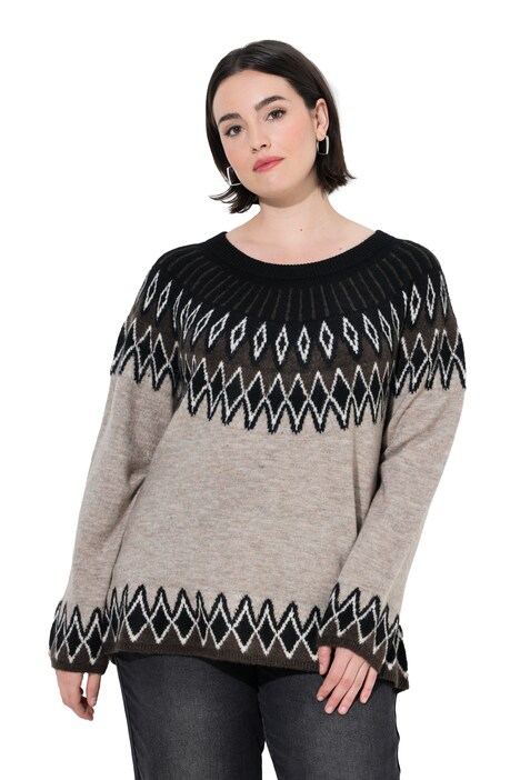 Pullover, Norwegermuster, Rundhals, Langarm
