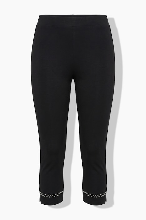 Capri-Leggings, schmale Passform, Ziernieten am Saum