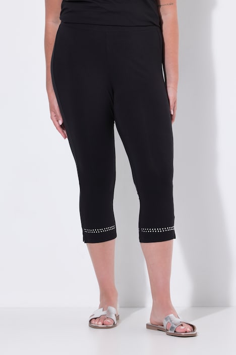 Capri-Leggings, schmale Passform, Ziernieten am Saum