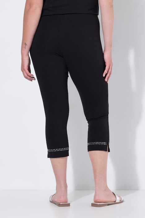 Capri-Leggings, schmale Passform, Ziernieten am Saum