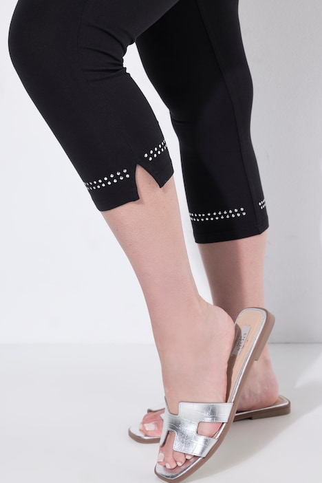 Capri-Leggings, schmale Passform, Ziernieten am Saum