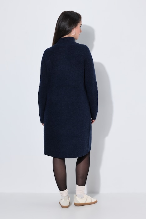 Strickkleid, Ripp-Einsätze, Troyerkragen, Langarm