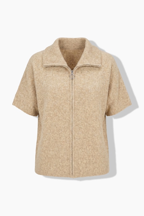 Strickjacke, Troyerkragen, Reißverschluss, Halbarm