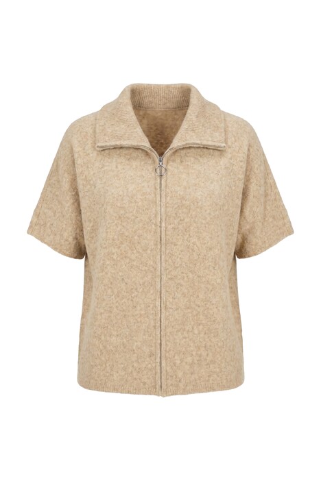 Strickjacke, Troyerkragen, Reißverschluss, Halbarm