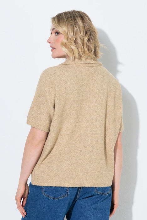 Strickjacke, Troyerkragen, Reißverschluss, Halbarm