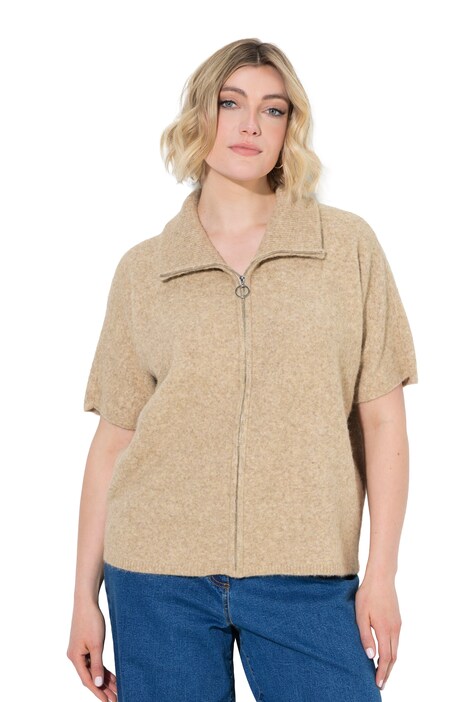 Strickjacke, Troyerkragen, Reißverschluss, Halbarm