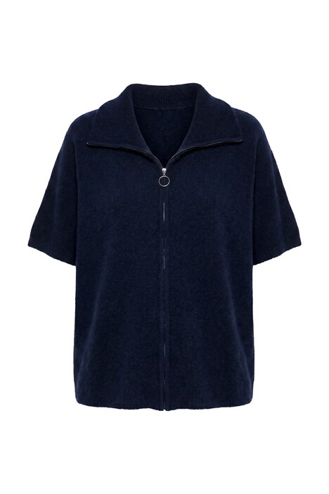 Strickjacke, Troyerkragen, Reißverschluss, Halbarm