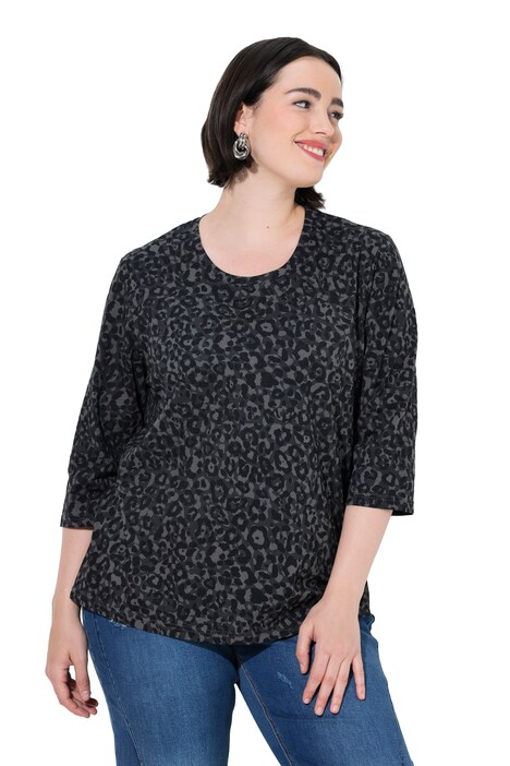 Shirt, Leomuster, Rundhalsausschnitt, 3/4-Arm