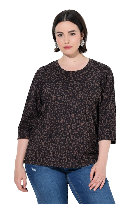 Shirt, Leomuster, Rundhalsausschnitt, 3/4-Arm