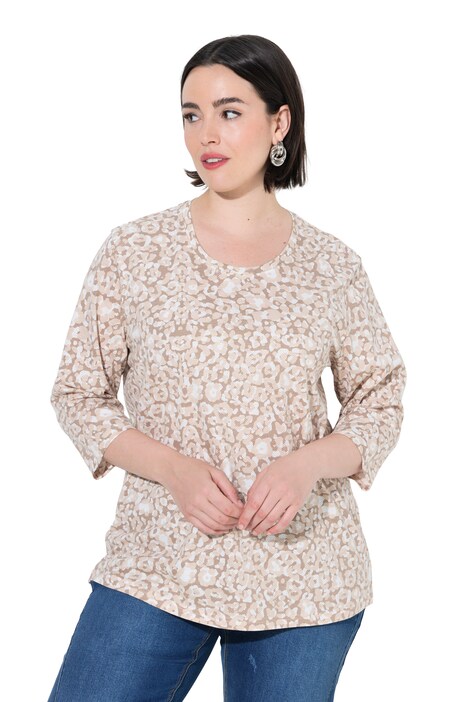 Shirt, Leomuster, Rundhalsausschnitt, 3/4-Arm