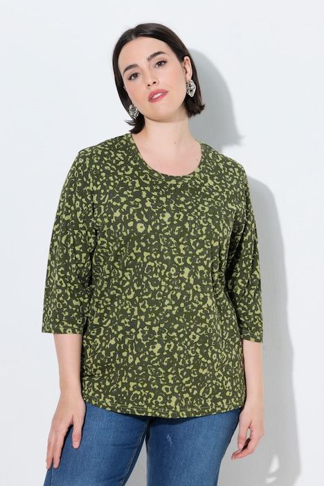 Shirt, Leomuster, Rundhalsausschnitt, 3/4-Arm