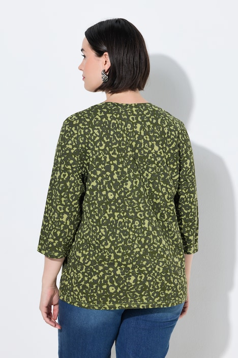 Shirt, Leomuster, Rundhalsausschnitt, 3/4-Arm