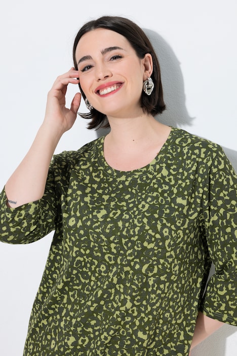 Shirt, Leomuster, Rundhalsausschnitt, 3/4-Arm