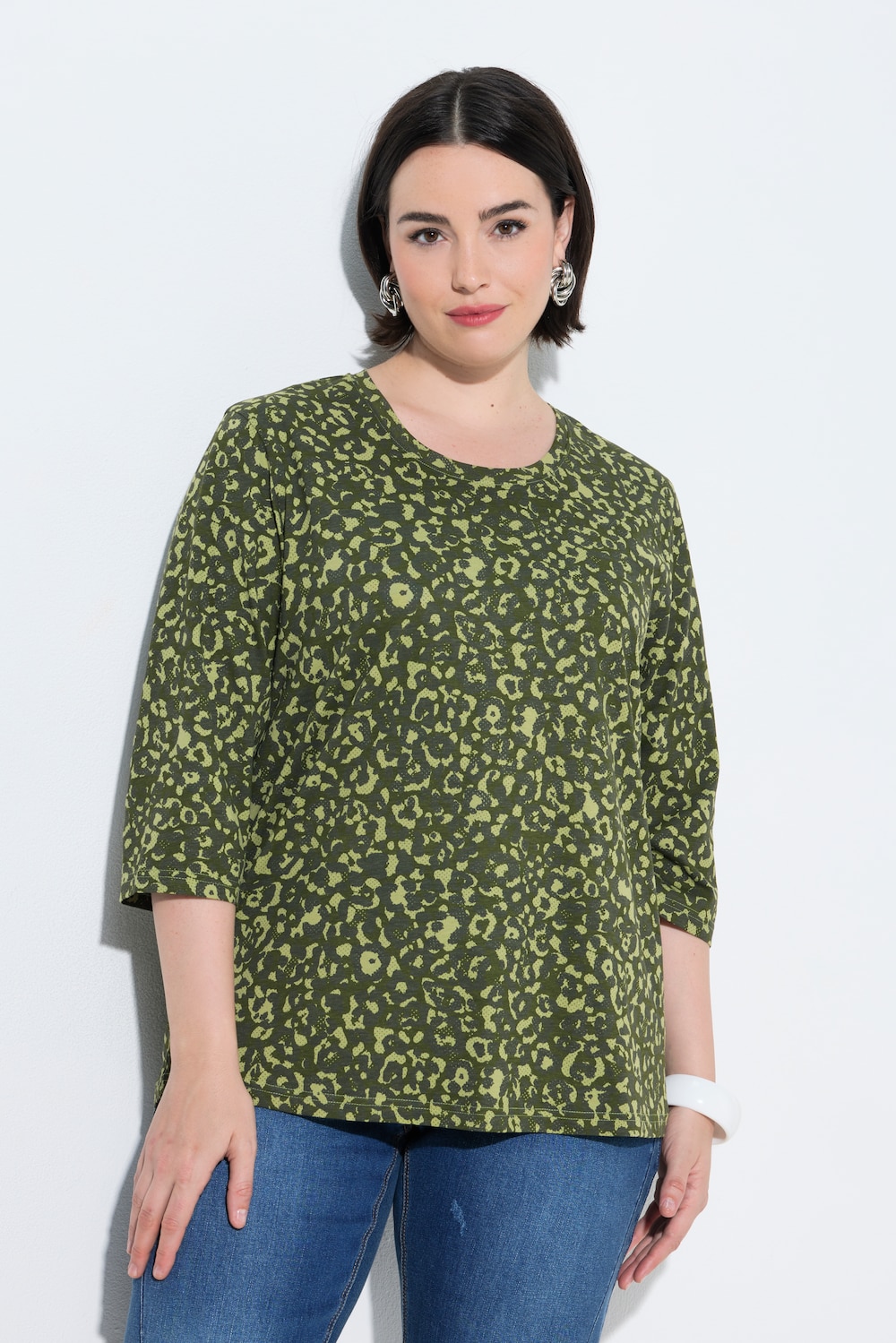 Shirt, Leomuster, Rundhalsausschnitt, 3/4-Arm