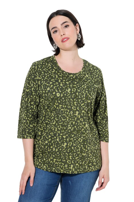 Shirt, Leomuster, Rundhalsausschnitt, 3/4-Arm