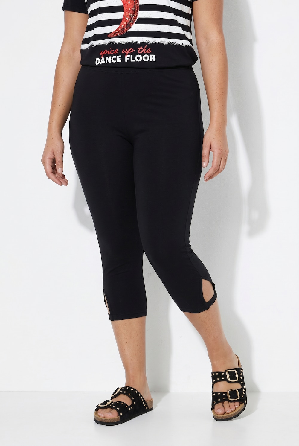 Capri-Leggings, schmale Passform, Elastikbund, Saumschlitz