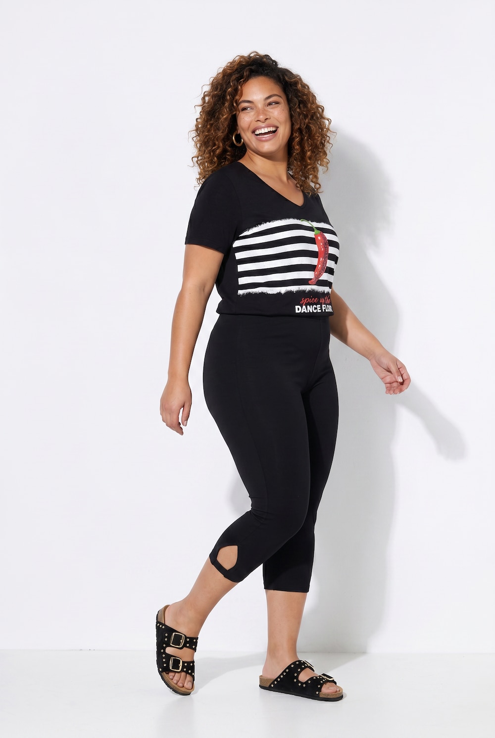Capri-Leggings, schmale Passform, Elastikbund, Saumschlitz, Angel of Style x MIAMODA
