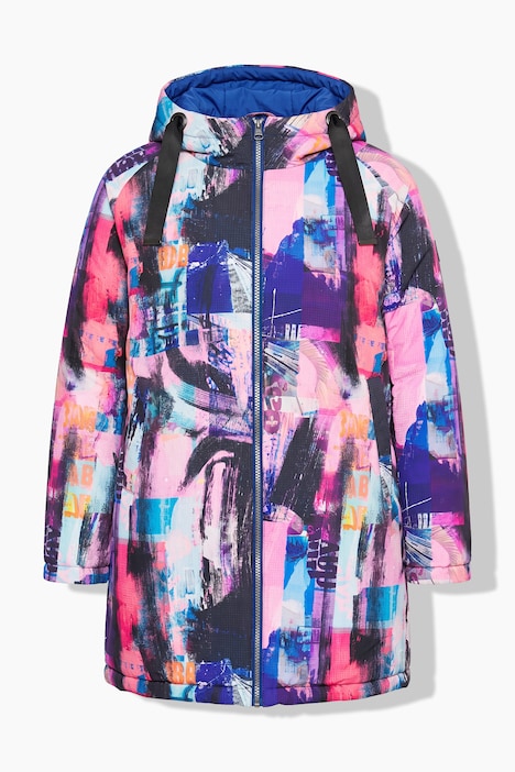 Veste réversible, imprimé/unie, capuche, fermeture éclair, manches longues