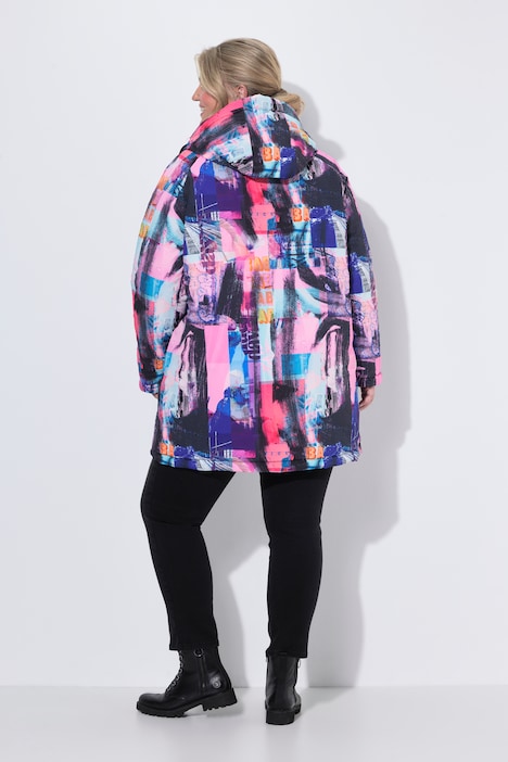 Veste réversible, imprimé/unie, capuche, fermeture éclair, manches longues