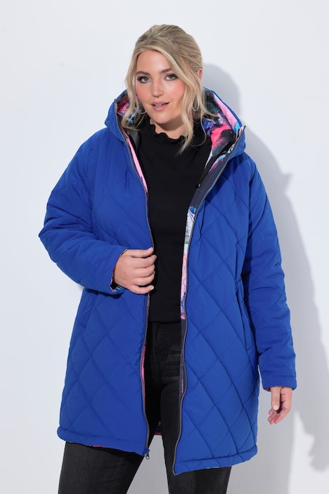 Veste réversible, imprimé/unie, capuche, fermeture éclair, manches longues