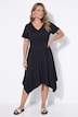 Midi-Jerseykleid, A-Linie, Zipfelsaum, Flügelärmel