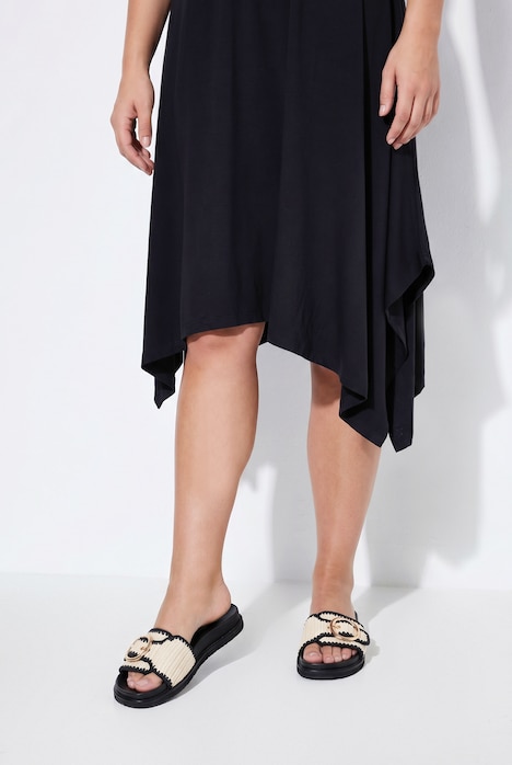 Midi-Jerseykleid, A-Linie, Zipfelsaum, Flügelärmel