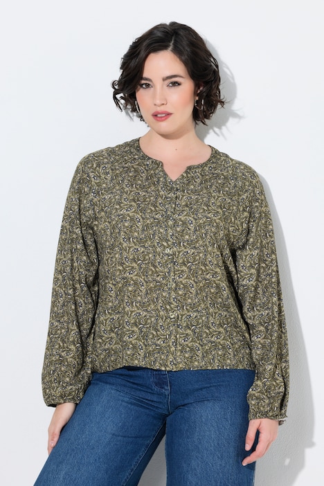Bluse, Paisleymuster, Tunika-Ausschnitt, Langarm