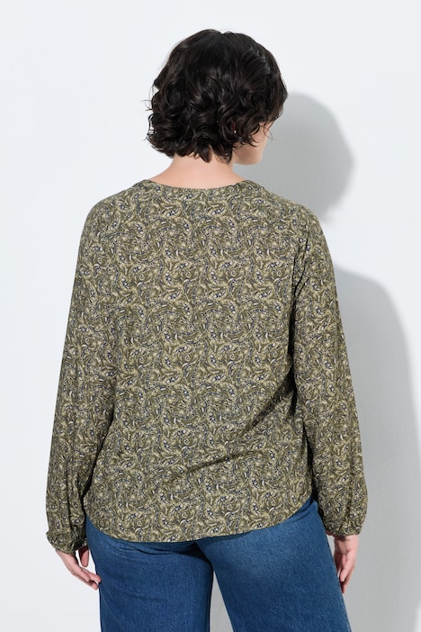 Bluse, Paisleymuster, Tunika-Ausschnitt, Langarm