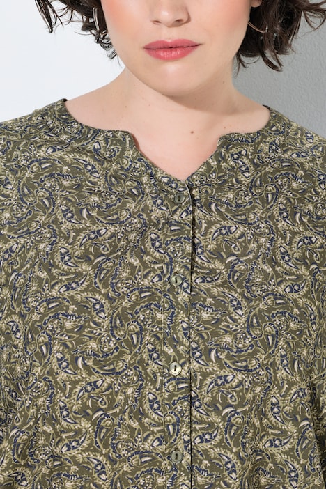 Bluse, Paisleymuster, Tunika-Ausschnitt, Langarm