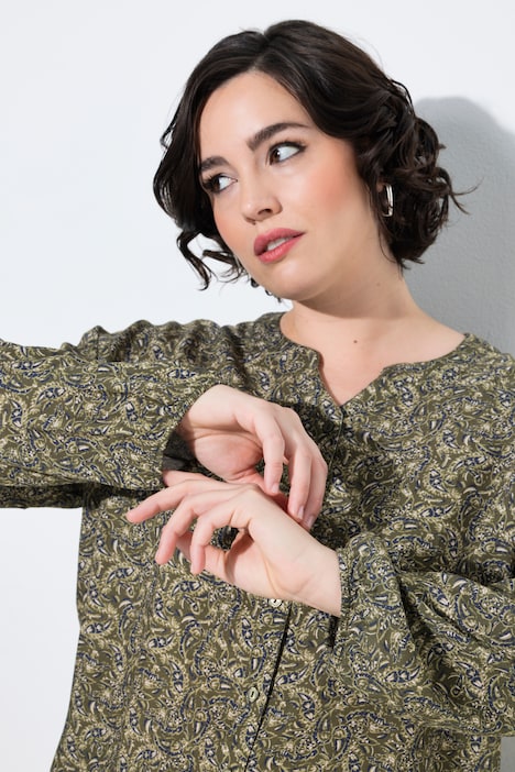 Bluse, Paisleymuster, Tunika-Ausschnitt, Langarm