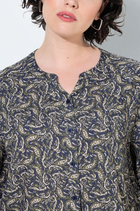 Bluse, Paisleymuster, Tunika-Ausschnitt, Langarm