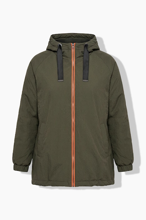 Kapuzenjacke, Zipper, Langarm, gerundeter Saum
