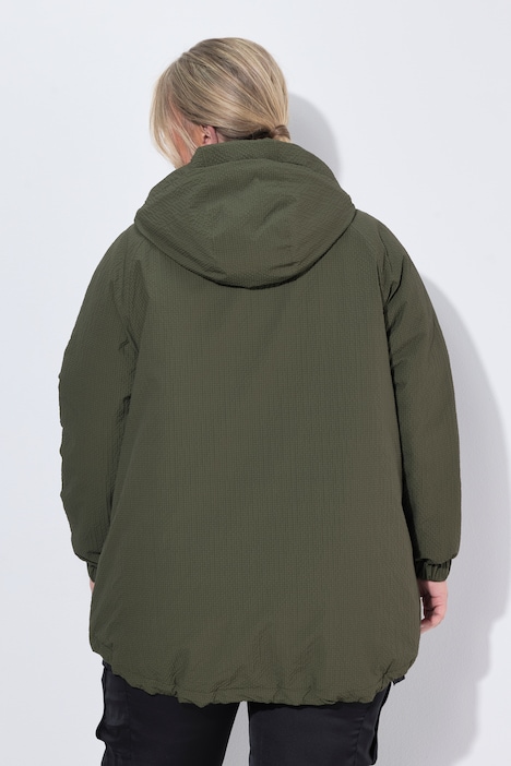 Kapuzenjacke, Zipper, Langarm, gerundeter Saum