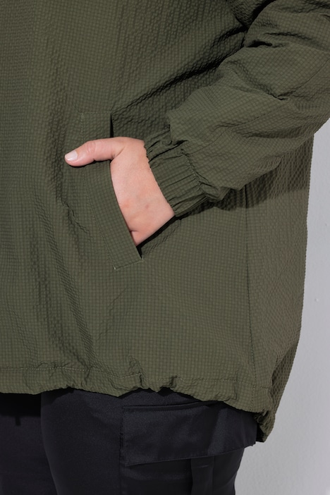 Kapuzenjacke, Zipper, Langarm, gerundeter Saum