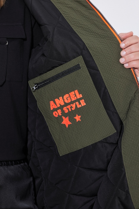 Kapuzenjacke, Zipper, Langarm, gerundeter Saum
