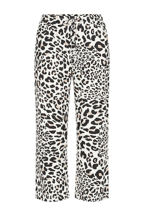 Culottes, straight leg, leopard pattern, elastic waistband