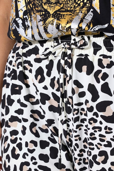 Culotte, gerades Bein, Leomuster, Elastikbund