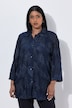 Veste en tulle avec broderies, coupe évasée, col chemise et manches 3/4