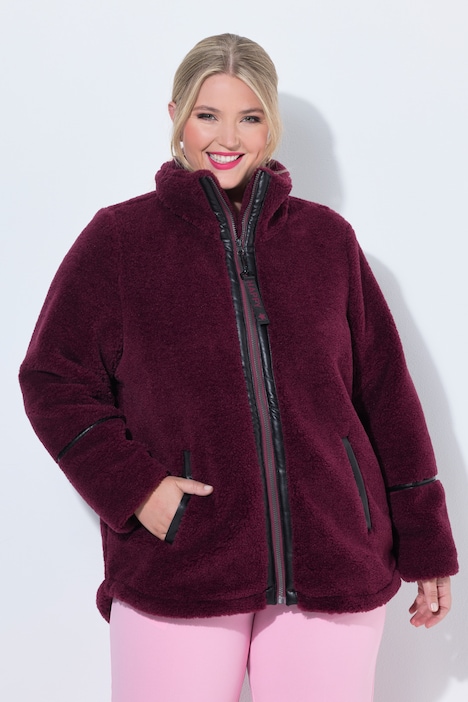 FakeFur-Jacke, Komfort Fit, Webpelz, Stehkragen