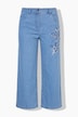 Denim culottes, wide leg, floral motif, 5 pockets