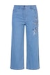 Denim culottes, wide leg, floral motif, 5 pockets
